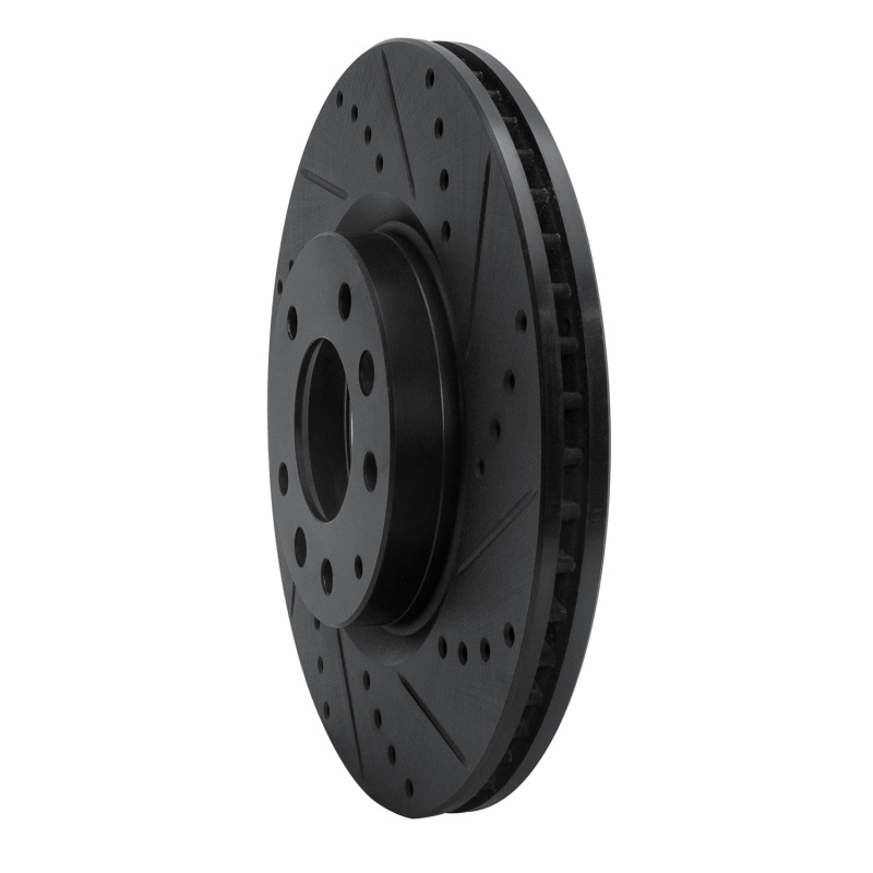 Mazda RX-8 Brake Rotor (1) - Front Right - R1 Concepts - Drilled & Slotted - Black - `04-`08